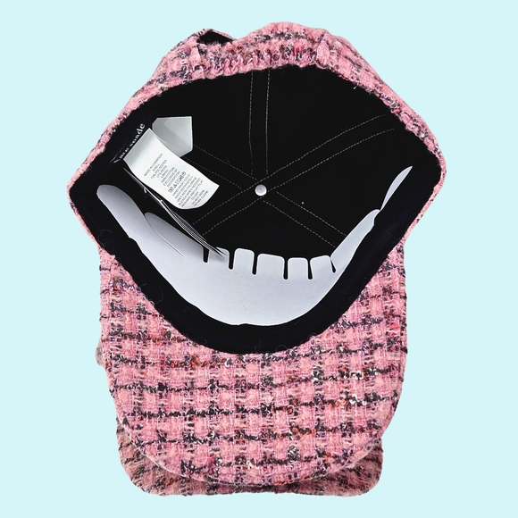 Kate Spade Hat Baseball Cap Pink Multi Wool Blend Tweed Barbiecore Balletcore - Picture 5 of 5